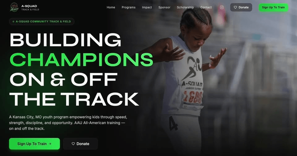 A-Squad Track & Field website โ built by Webs by Kingz