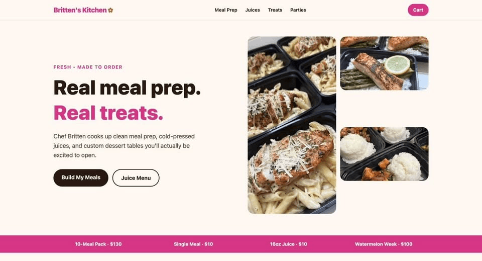 Britten's Kitchen website โ built by Webs by Kingz