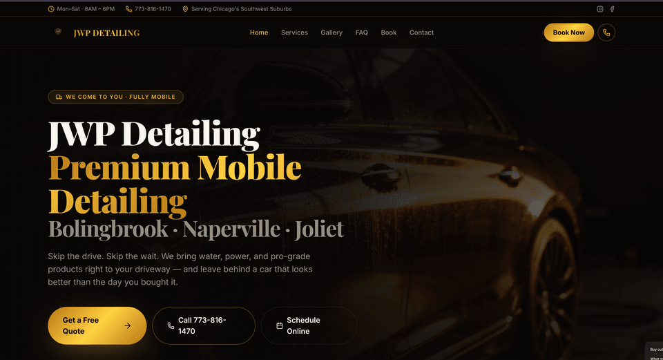 JWP Detailing website โ built by Webs by Kingz