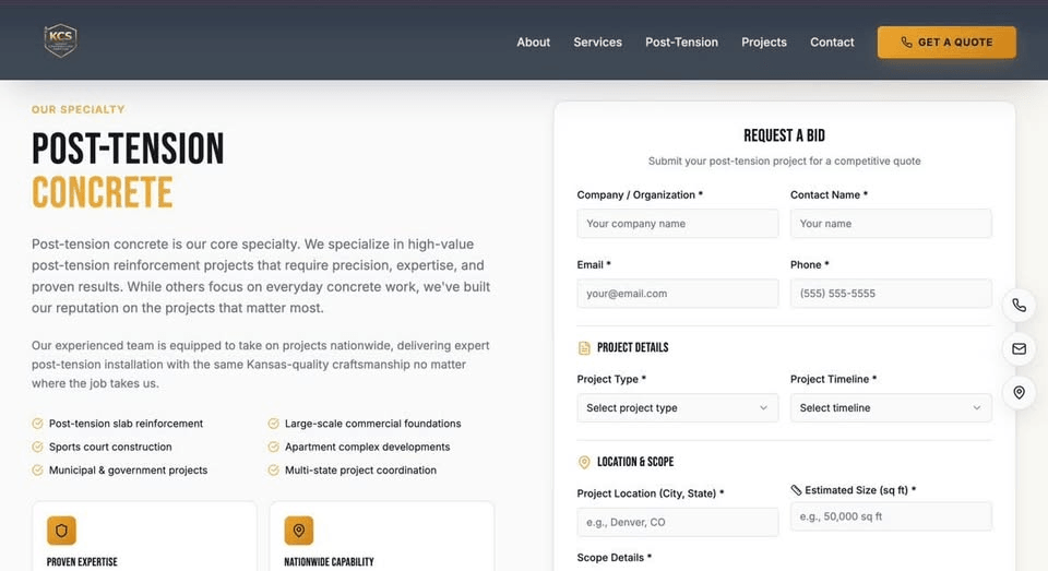 KCS Build Construction website โ built by Webs by Kingz