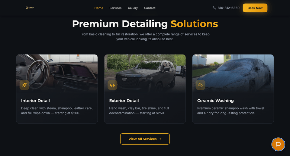 Like It Detailing website โ built by Webs by Kingz