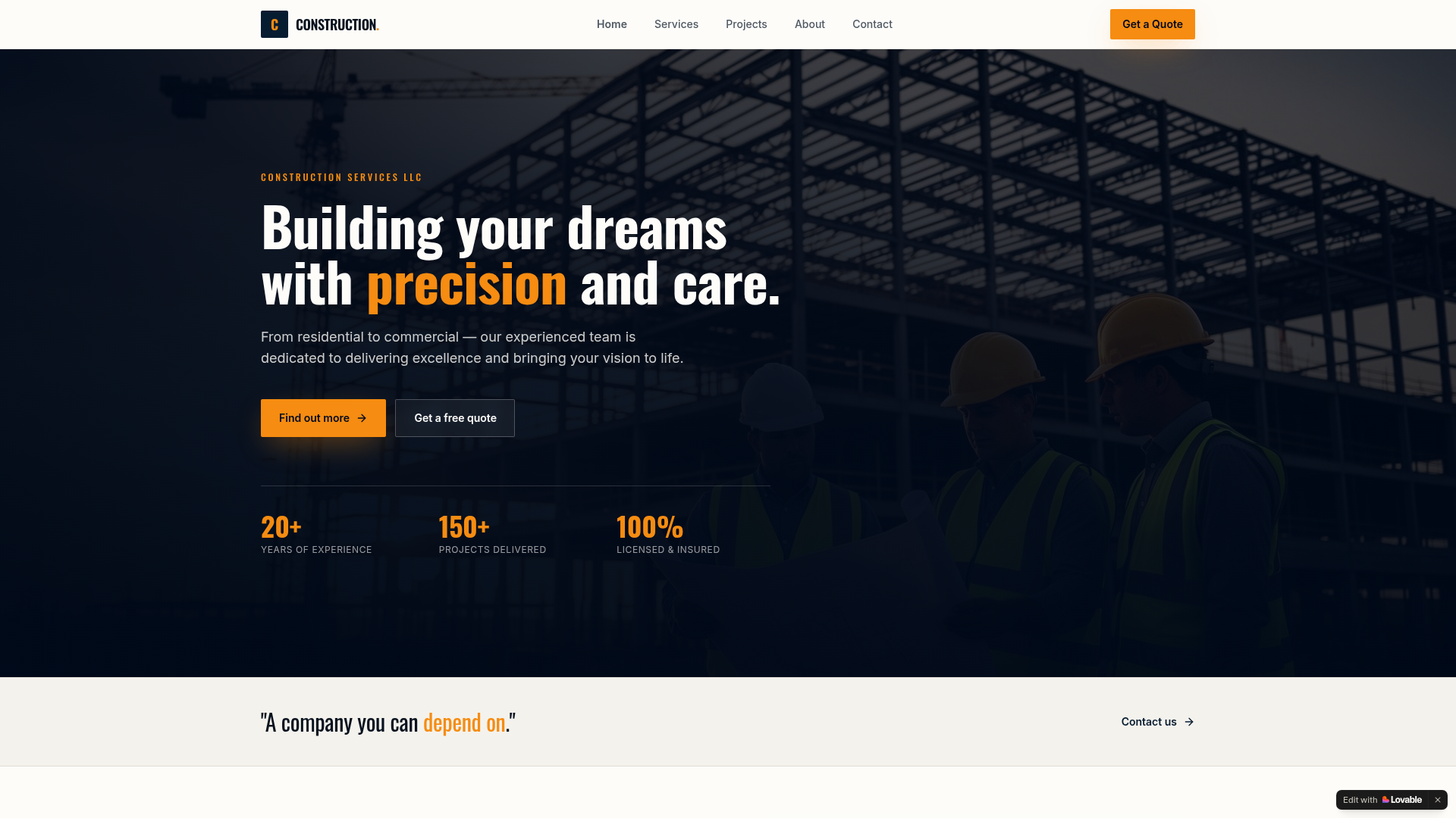 Larrco Construction website by NexusOS